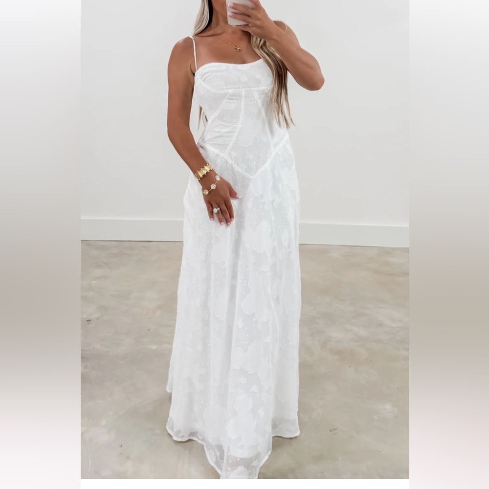 White Floral Lace Maxi Dress